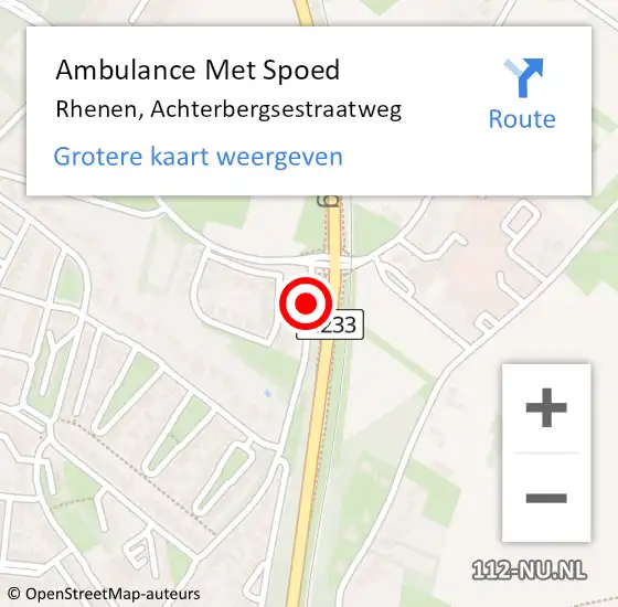 Locatie op kaart van de 112 melding: Ambulance Met Spoed Naar Rhenen, Achterbergsestraatweg op 10 januari 2015 17:41