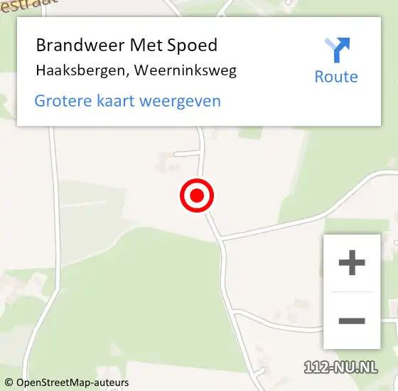 Locatie op kaart van de 112 melding: Brandweer Met Spoed Naar Haaksbergen, Weerninksweg op 10 januari 2015 18:27