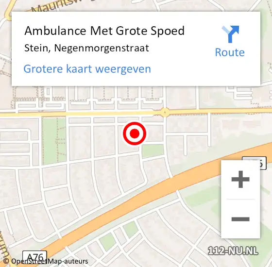 Locatie op kaart van de 112 melding: Ambulance Met Grote Spoed Naar Stein, Negenmorgenstraat op 10 januari 2015 19:05