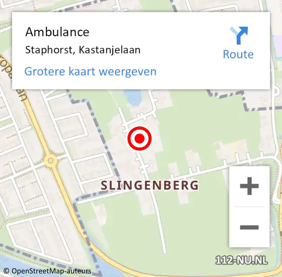 Locatie op kaart van de 112 melding: Ambulance Staphorst, Kastanjelaan op 10 januari 2015 19:40
