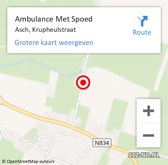 Locatie op kaart van de 112 melding: Ambulance Met Spoed Naar Asch, Krupheulstraat op 10 januari 2015 19:41