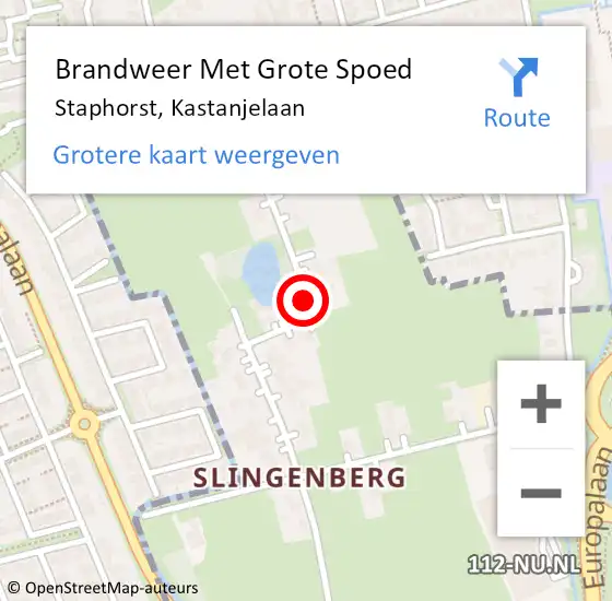 Locatie op kaart van de 112 melding: Brandweer Met Grote Spoed Naar Staphorst, Kastanjelaan op 10 januari 2015 19:41
