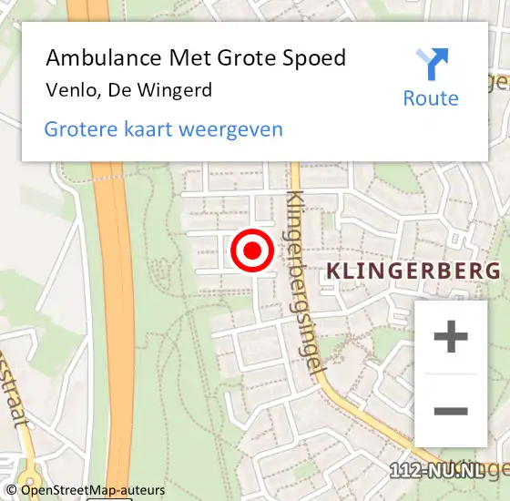 Locatie op kaart van de 112 melding: Ambulance Met Grote Spoed Naar Venlo, De Wingerd op 10 januari 2015 19:45