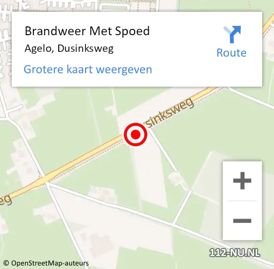 Locatie op kaart van de 112 melding: Brandweer Met Spoed Naar Agelo, Dusinksweg op 10 januari 2015 20:46