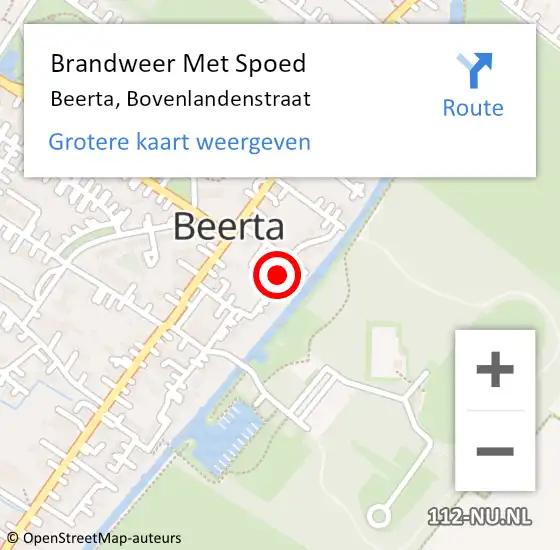 Locatie op kaart van de 112 melding: Brandweer Met Spoed Naar Beerta, Bovenlandenstraat op 10 januari 2015 21:18