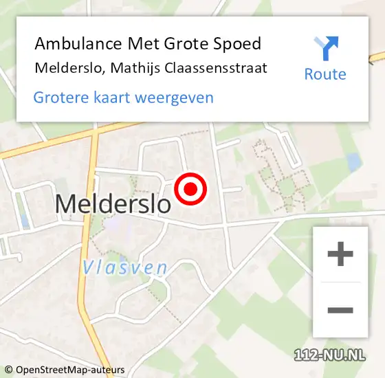 Locatie op kaart van de 112 melding: Ambulance Met Grote Spoed Naar Melderslo, Mathijs Claassensstraat op 10 januari 2015 21:21
