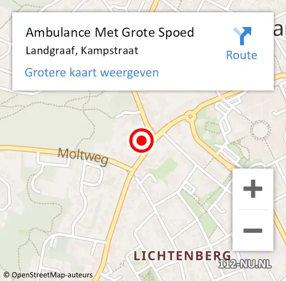 Locatie op kaart van de 112 melding: Ambulance Met Grote Spoed Naar Landgraaf, Kampstraat op 10 januari 2015 21:50