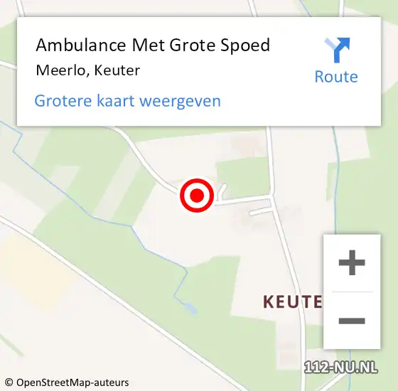 Locatie op kaart van de 112 melding: Ambulance Met Grote Spoed Naar Meerlo, Keuter op 10 januari 2015 22:03