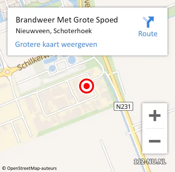 Locatie op kaart van de 112 melding: Brandweer Met Grote Spoed Naar Nieuwveen, Schoterhoek op 10 januari 2015 22:54