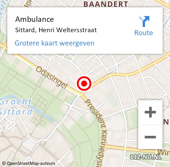 Locatie op kaart van de 112 melding: Ambulance Sittard, Henri Weltersstraat op 10 januari 2015 23:33