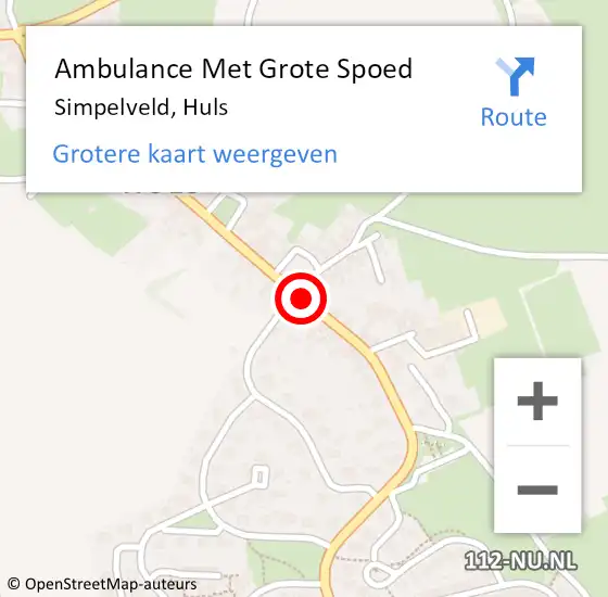 Locatie op kaart van de 112 melding: Ambulance Met Grote Spoed Naar Simpelveld, Huls op 10 januari 2015 23:49