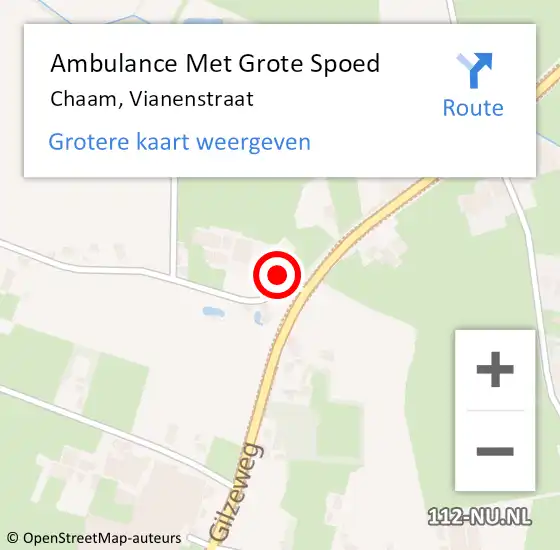 Locatie op kaart van de 112 melding: Ambulance Met Grote Spoed Naar Chaam, Vianenstraat op 11 januari 2015 00:14