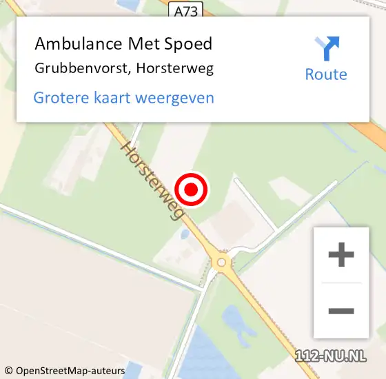 Locatie op kaart van de 112 melding: Ambulance Met Spoed Naar Grubbenvorst, Horsterweg op 11 januari 2015 00:14