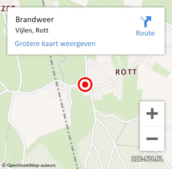 Locatie op kaart van de 112 melding: Brandweer Vijlen, Rott op 27 oktober 2013 11:14