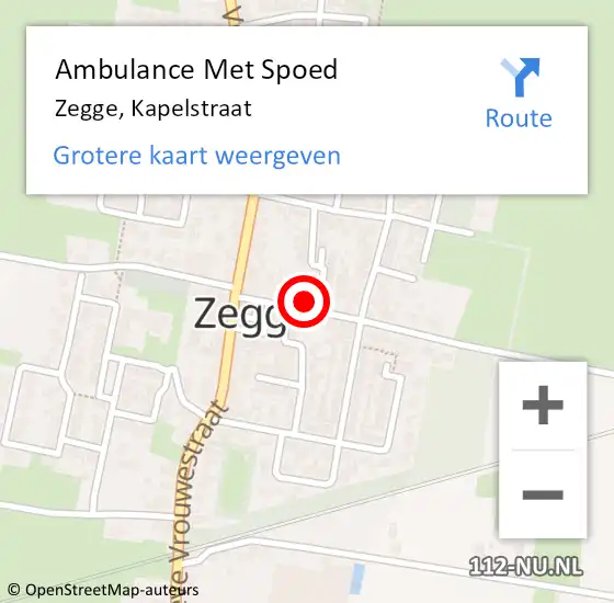 Locatie op kaart van de 112 melding: Ambulance Met Spoed Naar Zegge, Kapelstraat op 11 januari 2015 00:32