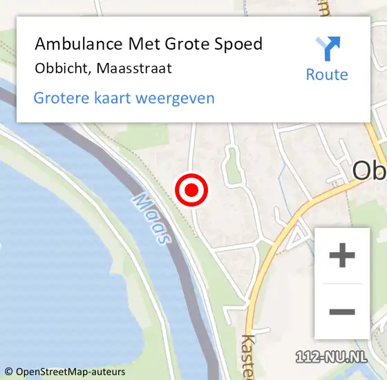 Locatie op kaart van de 112 melding: Ambulance Met Grote Spoed Naar Obbicht, Maasstraat op 11 januari 2015 00:37