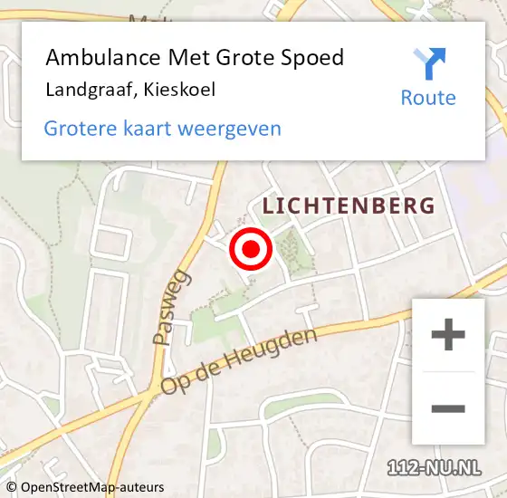 Locatie op kaart van de 112 melding: Ambulance Met Grote Spoed Naar Landgraaf, Kieskoel op 11 januari 2015 01:05