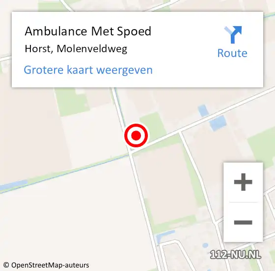 Locatie op kaart van de 112 melding: Ambulance Met Spoed Naar Horst, Molenveldweg op 11 januari 2015 01:32