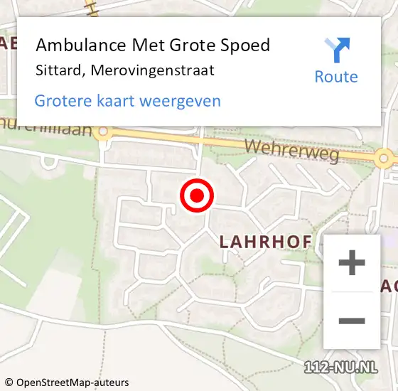 Locatie op kaart van de 112 melding: Ambulance Met Grote Spoed Naar Sittard, Merovingenstraat op 11 januari 2015 03:04