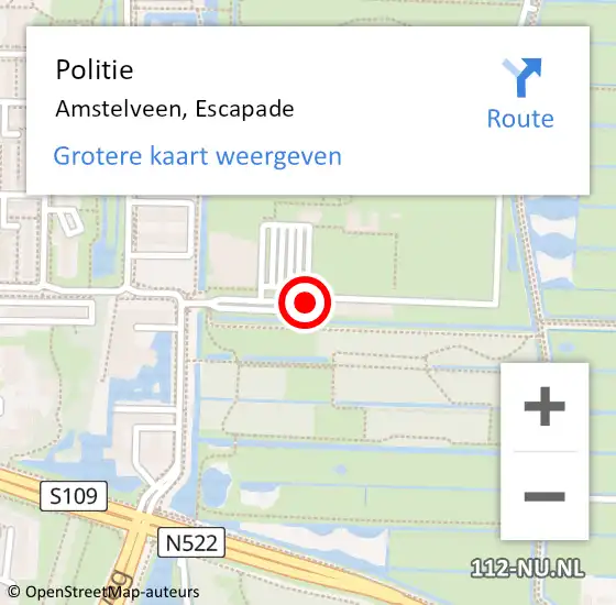 Locatie op kaart van de 112 melding: Politie Amstelveen, Escapade op 11 januari 2015 03:07