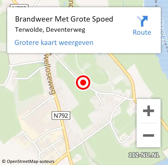 Locatie op kaart van de 112 melding: Brandweer Met Grote Spoed Naar Terwolde, Deventerweg op 11 januari 2015 04:45