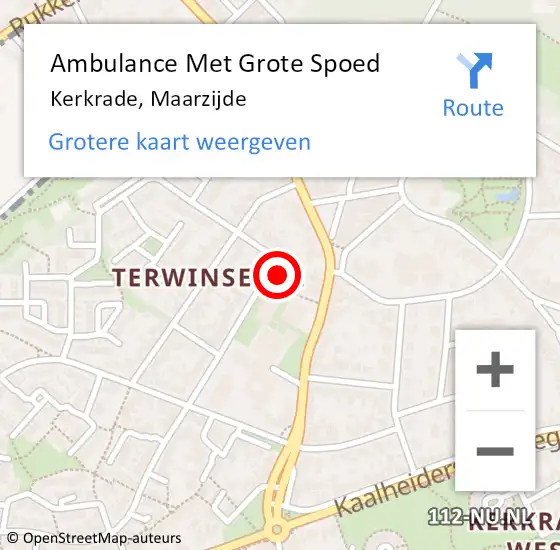 Locatie op kaart van de 112 melding: Ambulance Met Grote Spoed Naar Kerkrade, Maarzijde op 11 januari 2015 08:20