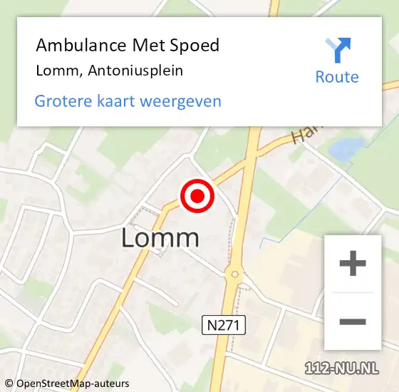 Locatie op kaart van de 112 melding: Ambulance Met Spoed Naar Lomm, Antoniusplein op 11 januari 2015 09:35