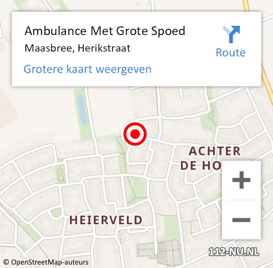 Locatie op kaart van de 112 melding: Ambulance Met Grote Spoed Naar Maasbree, Herikstraat op 11 januari 2015 10:08