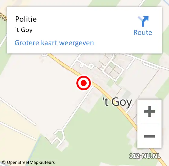 Locatie op kaart van de 112 melding: Politie 't Goy op 11 januari 2015 10:15