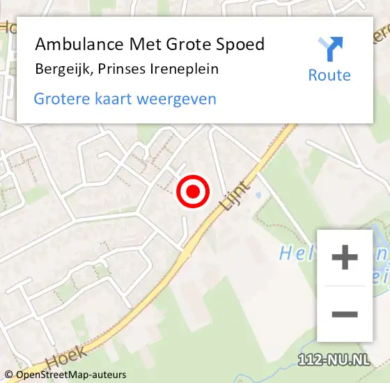 Locatie op kaart van de 112 melding: Ambulance Met Grote Spoed Naar Bergeijk, Prinses Ireneplein op 11 januari 2015 10:21