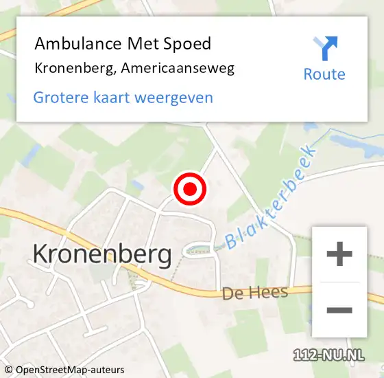 Locatie op kaart van de 112 melding: Ambulance Met Spoed Naar Kronenberg, Americaanseweg op 11 januari 2015 10:24