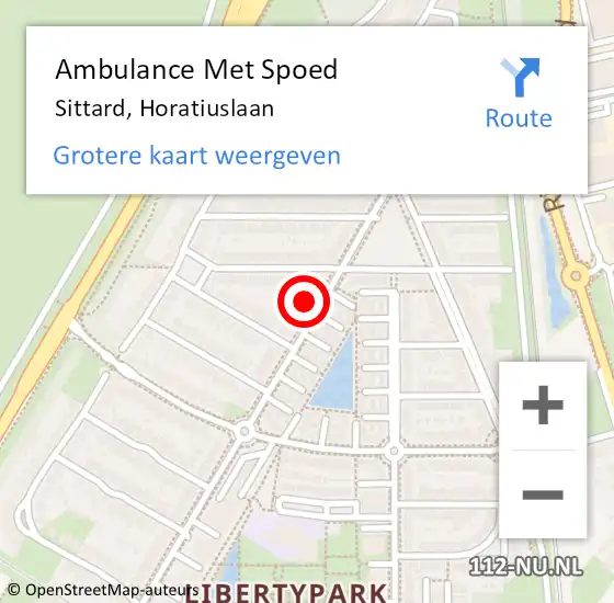 Locatie op kaart van de 112 melding: Ambulance Met Spoed Naar Sittard, Horatiuslaan op 11 januari 2015 10:28