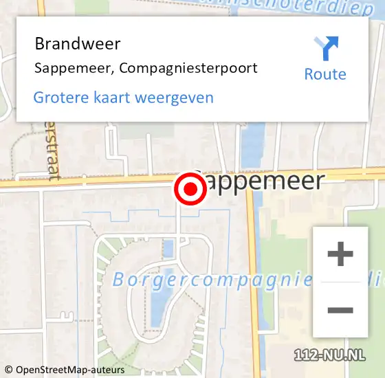 Locatie op kaart van de 112 melding: Brandweer Sappemeer, Compagniesterpoort op 11 januari 2015 10:40