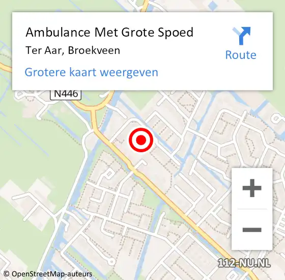 Locatie op kaart van de 112 melding: Ambulance Met Grote Spoed Naar Ter Aar, Broekveen op 11 januari 2015 11:10