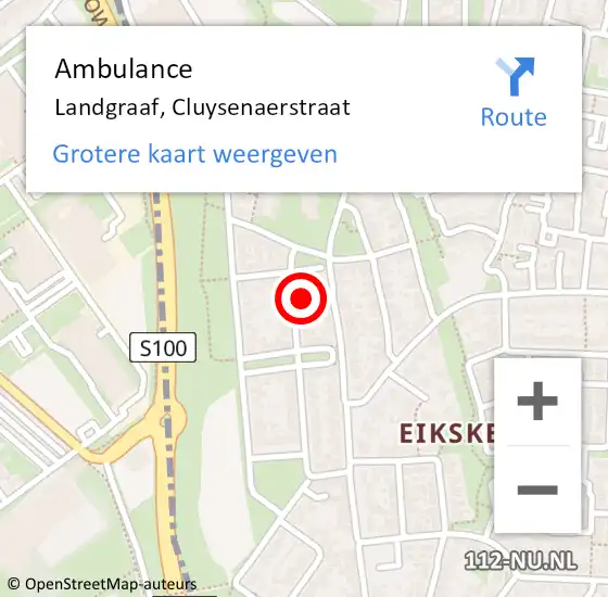 Locatie op kaart van de 112 melding: Ambulance Landgraaf, Cluysenaerstraat op 11 januari 2015 11:22