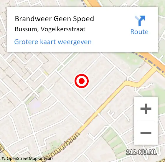 Locatie op kaart van de 112 melding: Brandweer Geen Spoed Naar Bussum, Vogelkersstraat op 27 oktober 2013 11:45