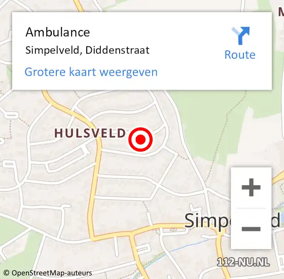 Locatie op kaart van de 112 melding: Ambulance Simpelveld, Diddenstraat op 11 januari 2015 11:32