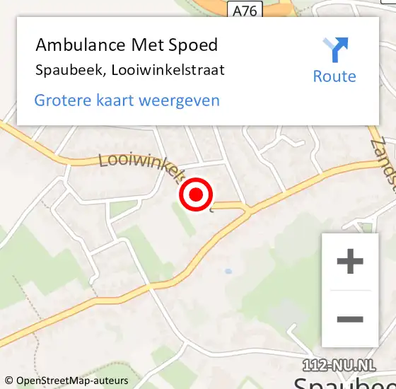 Locatie op kaart van de 112 melding: Ambulance Met Spoed Naar Spaubeek, Looiwinkelstraat op 11 januari 2015 11:55