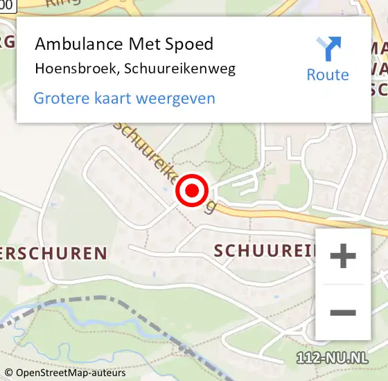 Locatie op kaart van de 112 melding: Ambulance Met Spoed Naar Hoensbroek, Schuureikenweg op 11 januari 2015 12:12