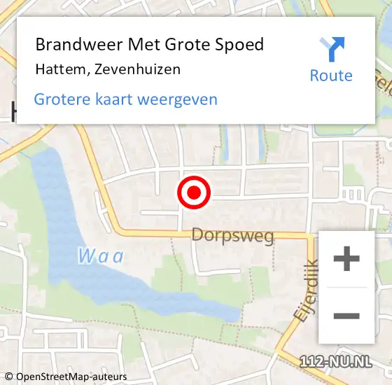 Locatie op kaart van de 112 melding: Brandweer Met Grote Spoed Naar Hattem, Zevenhuizen op 11 januari 2015 12:15