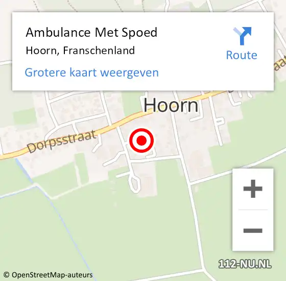Locatie op kaart van de 112 melding: Ambulance Met Spoed Naar Hoorn, Franschenland op 11 januari 2015 12:21