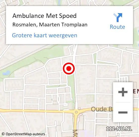 Locatie op kaart van de 112 melding: Ambulance Met Spoed Naar Rosmalen, Maarten Tromplaan op 11 januari 2015 12:32