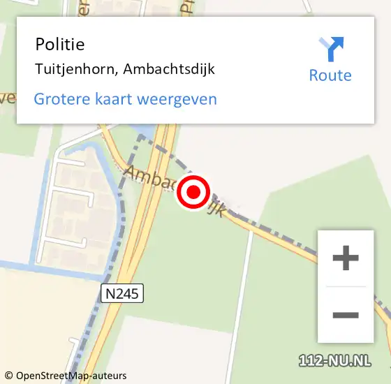 Locatie op kaart van de 112 melding: Politie Tuitjenhorn, Ambachtsdijk op 11 januari 2015 12:35