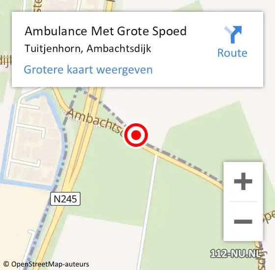 Locatie op kaart van de 112 melding: Ambulance Met Grote Spoed Naar Tuitjenhorn, Ambachtsdijk op 11 januari 2015 12:39