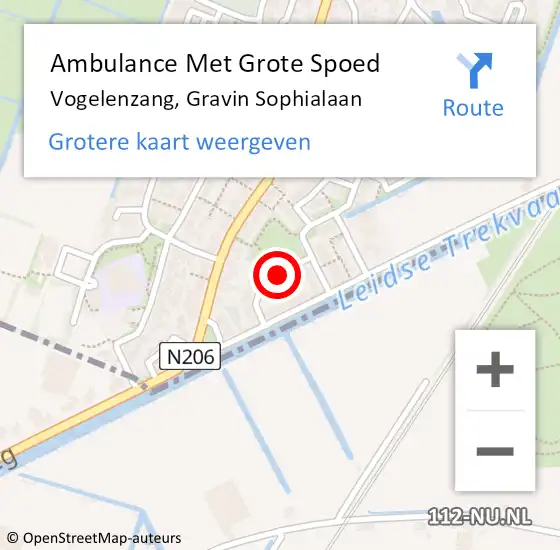 Locatie op kaart van de 112 melding: Ambulance Met Grote Spoed Naar Vogelenzang, Gravin Sophialaan op 11 januari 2015 12:39