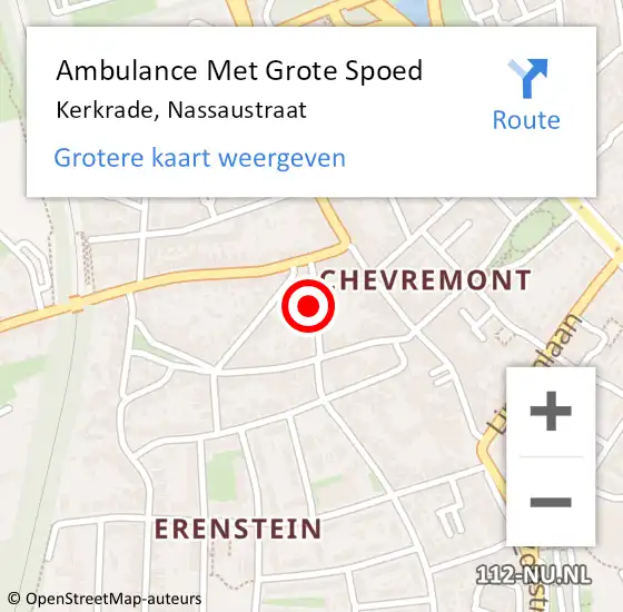 Locatie op kaart van de 112 melding: Ambulance Met Grote Spoed Naar Kerkrade, Nassaustraat op 11 januari 2015 12:54