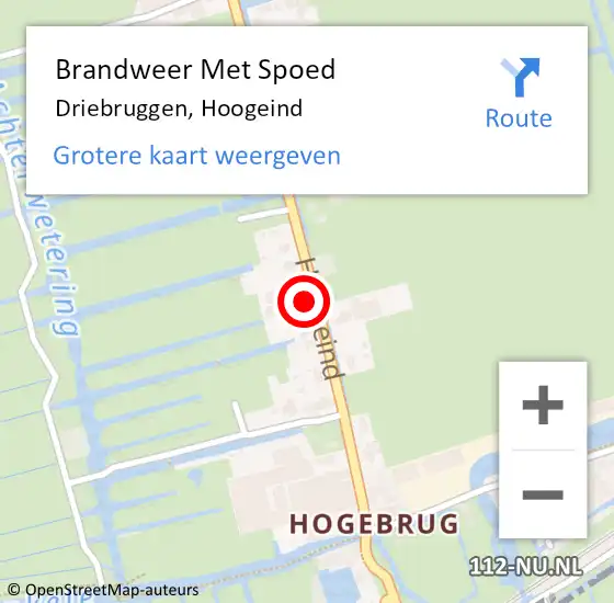 Locatie op kaart van de 112 melding: Brandweer Met Spoed Naar Driebruggen, Hoogeind op 27 oktober 2013 11:51