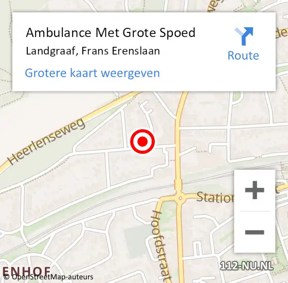 Locatie op kaart van de 112 melding: Ambulance Met Grote Spoed Naar Landgraaf, Frans Erenslaan op 11 januari 2015 13:34