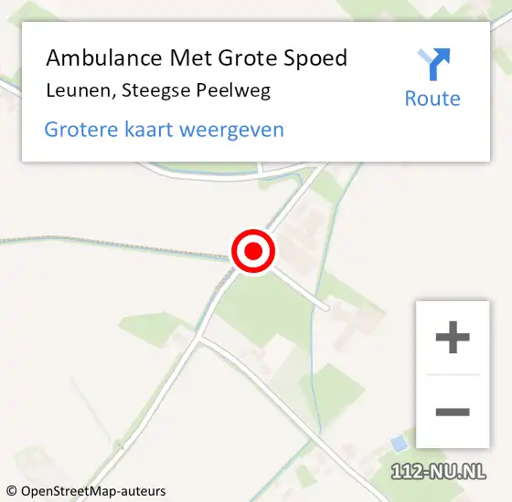 Locatie op kaart van de 112 melding: Ambulance Met Grote Spoed Naar Leunen, Steegse Peelweg op 11 januari 2015 14:58