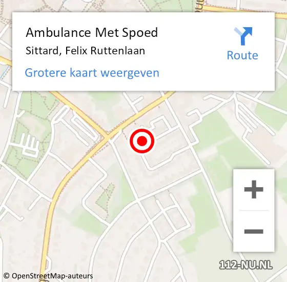 Locatie op kaart van de 112 melding: Ambulance Met Spoed Naar Sittard, Felix Ruttenlaan op 11 januari 2015 14:58